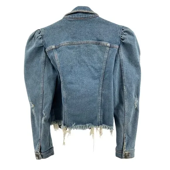 Retrofete Distressed Blue Rissa Denim Jacket Size S - Picture 2 of 4